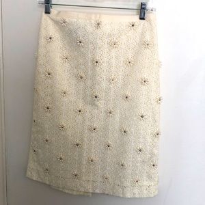 Talbot's Cotton Daisy Embellished Lace Skirt